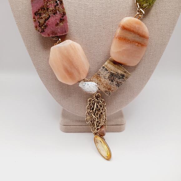 Chico’s NWT Chunky Beaded Gemstone Statement Necklace – 27” Boho Style - Picture 8 of 10